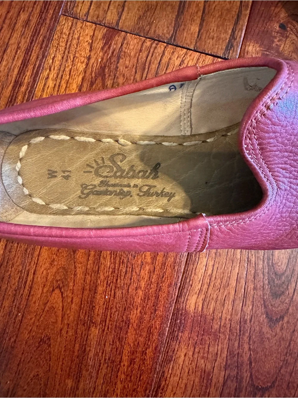 Sabah Felli Red Turkish leather slip ons loafers 41 US 9-9.5 - Picture 5 of 6